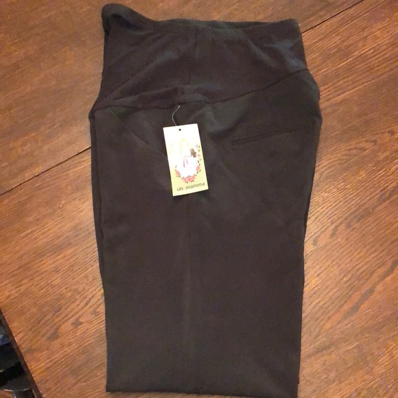Oh! Mamma Maternity Dress Pants Size M, 8” Waistband, Stylish Dark Grey/Black - Picture 8 of 8